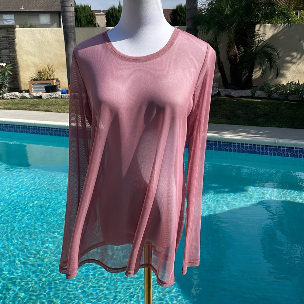 Sheer Logo Layers pink long sleeved top | Size M